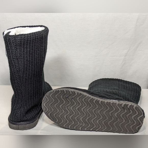 NEW Kansas City Chiefs Knit High End Button Boot Slipper NFL Swifty Sz 7 black - Picture 7 of 7